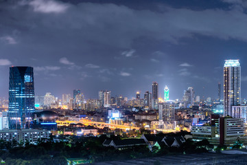 Bangkok Cityscape at night of midtown bangkok.