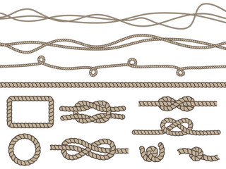 vector collection of ropes and rope elements
