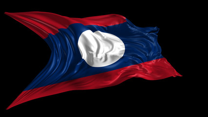 3d Illustration of  Laos flag on Black Background 