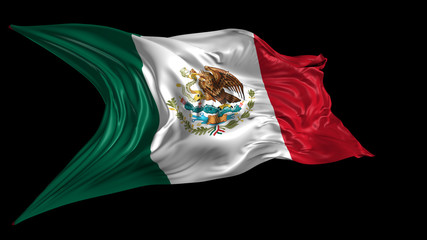 3d Illustration of  mexico flag on Black Background 