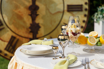 Sweet Dessert in big glasses