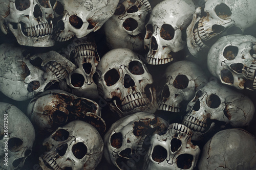 Pile of human skull background