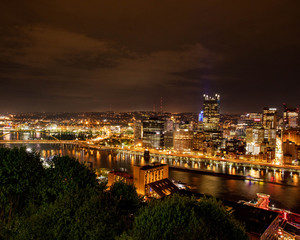 Night view of Pittsburgh, PA.