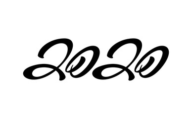 2020 lettering style text design. Typography. Collection of Happy New Year and happy holidays. Vector illustration. Isolated on white background.