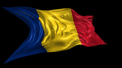 3d Illustration of  Romania flag on Black Background 