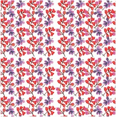 Seamless watercolor pattern autumn leaves and flowers. Great for design and printing.