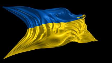3d Illustration of  Ukraine flag on Black Background 