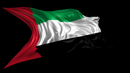 3d Illustration of  united arab emirates flag on Black Background 
