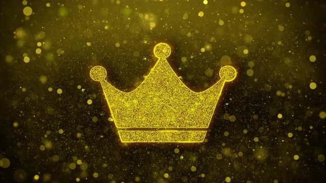 Queen Royalty Crown Icon Golden Glitter Glowing Lights Shine Particles. Object, Shape, Web, Design, Element, symbol 4K Loop Animation.
