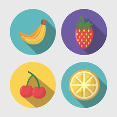 fruits cooking icons flat image design