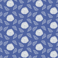 Vector Japans, Chinees blauw bloemen naadloos patroon