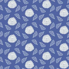 Printed kitchen splashbacks Very peri Vector Japanese, Chinese blue floral seamless pattern