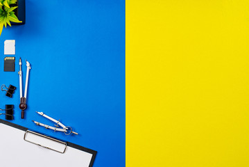 Office desk table of Business workplace and business objects