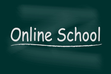 Word Online School on chalkboard sketch