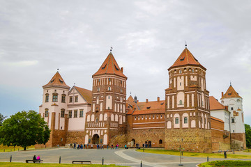 Mir, Belarus, June 4, 2019: View on Castle Mir in Republic Belarus at daytime.