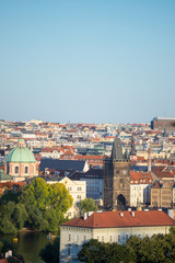 Obraz premium Cityscape of Prague, roofs of old town center.