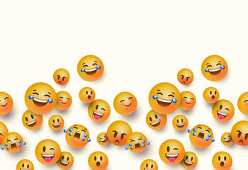 3D fun emoji icon seamless pattern background