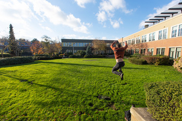 Man exercising and jumping parkour