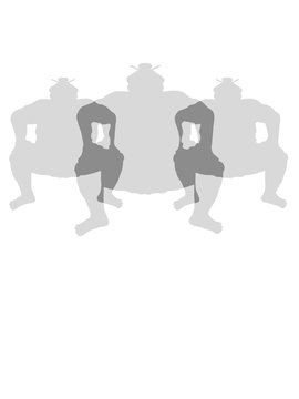 sumoringer team crew 3 freunde party sport sumo ringer asiatisch japanisch ringen pose k&auml;mpfen hocke dick fett cool lustig stark k&auml;mpfen chinesisch gro&szlig; design clipart