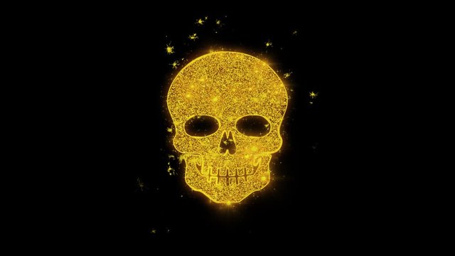 ccc Icon Sparks Glitter Particles on Black Background. Shape, Design, Text, Element, Symbol Alpha Channel 4K Loop.