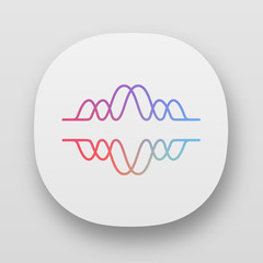 Overlapping waves app icon. UI/UX user interface. Voice recording, radio signal. Abstract music frequency level. Noise, vibration amplitude. Web or mobile applications. Vector isolated illustration