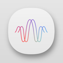 Parallel sound waves app icon. UI/UX user interface. Digital soundwave. Voice recording signal logotype. Soundtrack, music playing frequency. Web or mobile applications. Vector isolated illustration