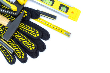 Professional tools for the master builder on a isolated white background.