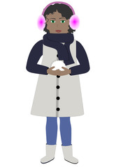 Afro girl with snowball.