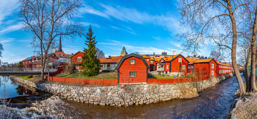Timber buildings in Gamla stan part of Vasteras, Sweden