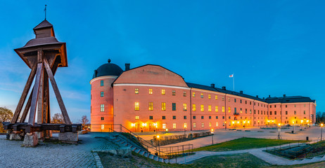 Sunset view of the Uppsala castle in Sweden