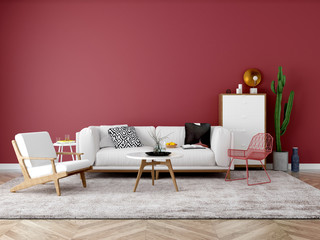 3d render of living room decor set