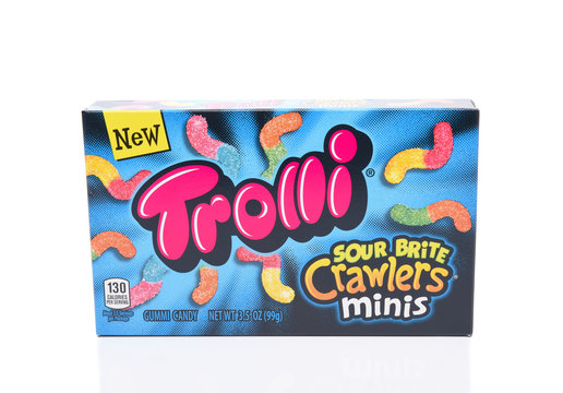 IRVINE, CALIFORNIA - MAY 31, 2018: A box of Trolli Sour Bite Crawlers Mini.