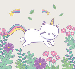 cute caticorn with floral decoration