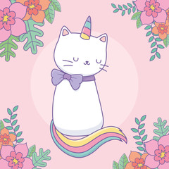 cute caticorn with floral decoration