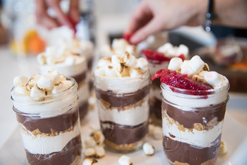 Chocolate dessert in jar
