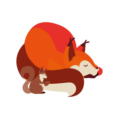 fox and squirrel happy autumn season design