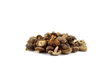 Dried shiitake mushrooms isolated on white background
