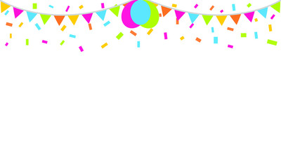 Colorful Party Flags And Confetti On White Background. Celebration & Party. Surprise Banner. festajunina brazil. Vector Illustration