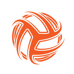 Orange abstract volleyball symbol isolated on white background