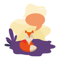 fox mammal happy autumn season flat design