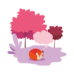 fox mammal happy autumn season flat design