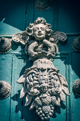 Cusco, Peru - 05/24/2019: La Merced front door detail in Cusco, Peru.