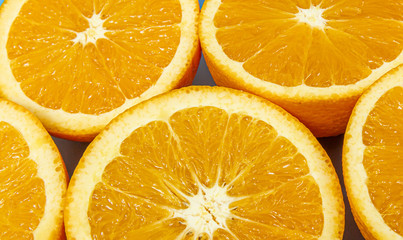 slices of orange on white background
