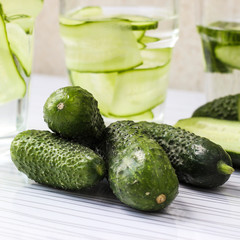 Glass of freshness water with cucumber