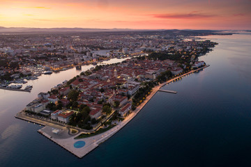 Obraz premium Zadar at night, aerial photo,