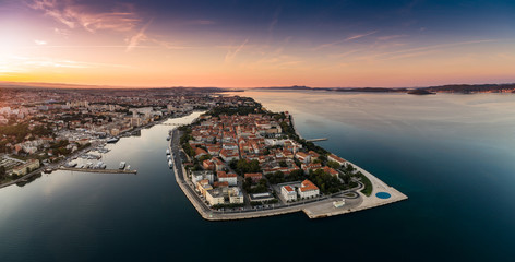 Sunrise at Zadar aerial photo - obrazy, fototapety, plakaty