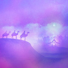 Christian Christmas Nativity Scene, abstract card