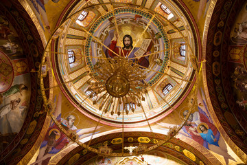 Obraz premium icon in the Inside of the Curchi Monastery, Orhei, Moldova, Europe