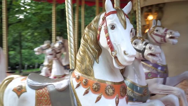 View on working carousel in a park