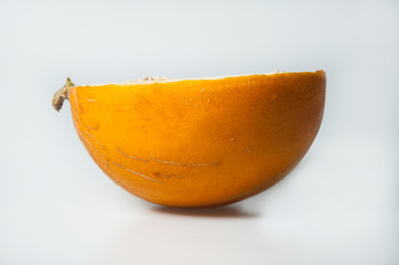 Composition on white background with melon